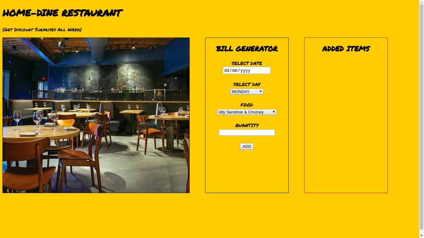 Restraunt Bill Generator